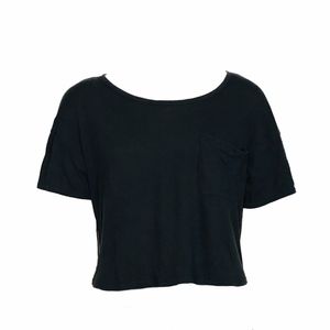 Hollister Black Cropped T Shirt with Pocket